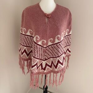 Max Studio Knit Poncho Boho Folk Retro Festival Artisan O/S